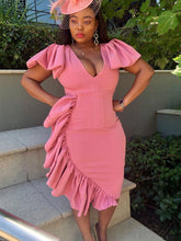 Vestido irregular con cuello en V y costuras